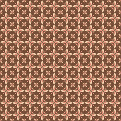 Indonesian batik seamless pattern with various motif javanese traditional culture, batik kawung in brown colorway, can applied to whole cloth