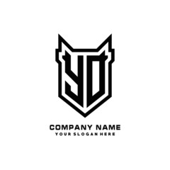 Initial letter YD Shield vector Logo Template Illustration Design, black color