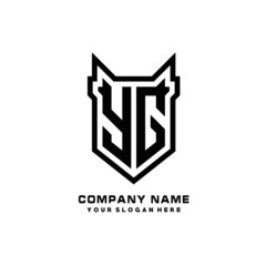 Initial letter YG Shield vector Logo Template Illustration Design, black color