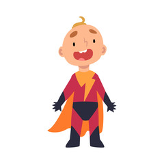 Boy screams joyfully and spreads fingers cartoon vector illustration