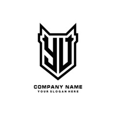 Initial letter YV Shield vector Logo Template Illustration Design, black color