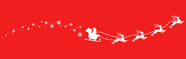 Santa Claus with sled and reindeers