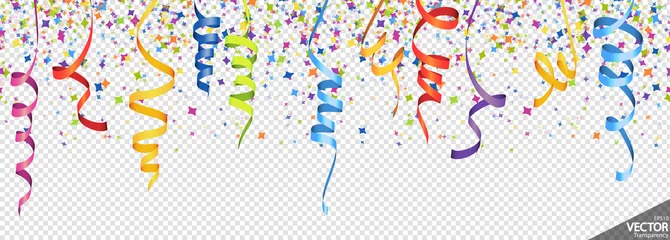 Deurstickers confetti and streamers party background © picoStudio
