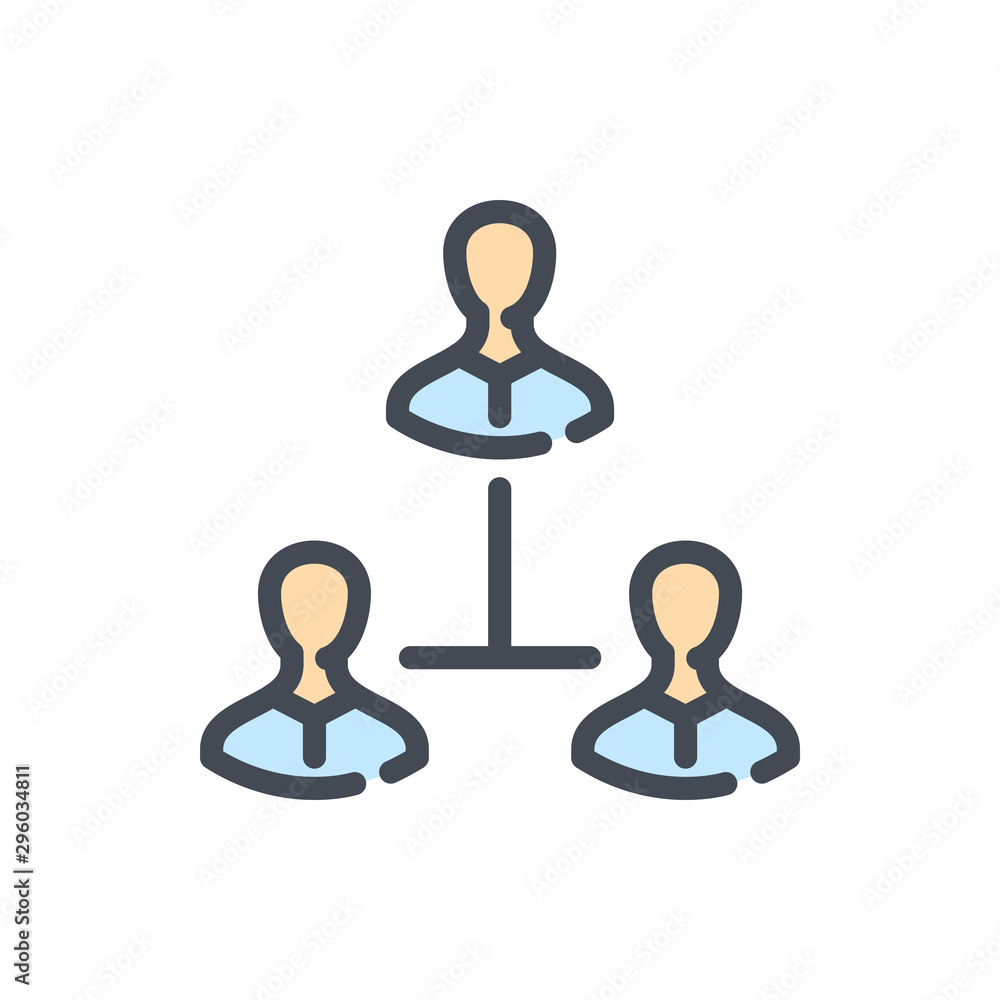 Poster company team structure color line icon. business person hierarchy vector outline colorful sign.
