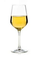 a glass of white wine or sherry isolated on white background