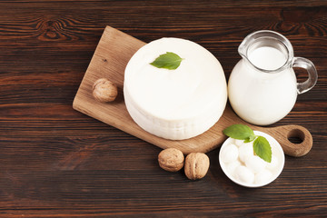 Fresh healthy dairy product top view