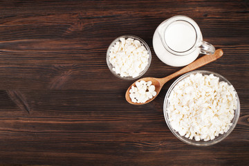 Flat lay fresh dairy products