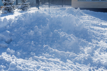 Snow pile, shovelled from the driveway
