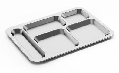 Metal table d'hote tray isolated on white background. 3D illustration
