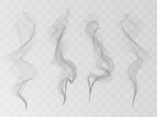 Vector Collection or Set of Realistic Cigarette Smoke or Fog or Haze with Transparency Isolated can be used with any Background