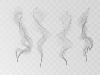 Vector Collection or Set of Realistic Cigarette Smoke or Fog or Haze with Transparency Isolated can be used with any Background