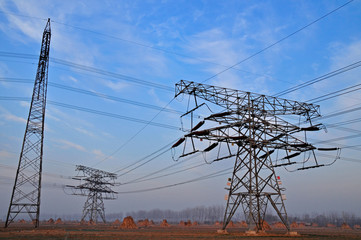 High voltage electric tower line
