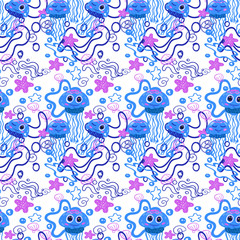 Fototapeta na wymiar jellyfish baby pattern vector illustration for design and decoration