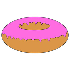 Sweet and beautiful multi-colored donut, illustration,  on a white background.