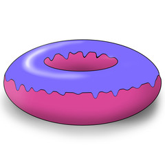 Sweet and beautiful multi-colored donut, illustration,  on a white background.