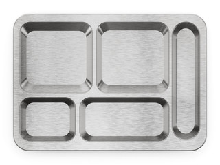Metal table d'hote tray isolated on white background. 3D illustration