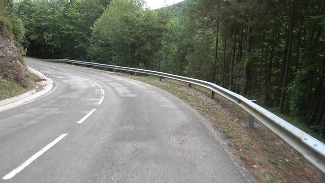 Traveling on an asphalt road in Olot