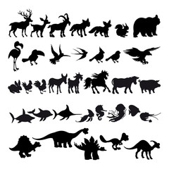 Silhouettes of cartoon animals