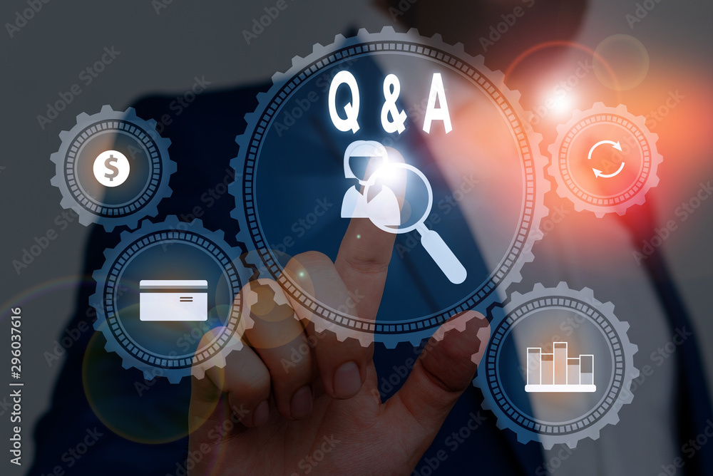 Poster conceptual hand writing showing q and a question. concept meaning in which demonstrating asks questi