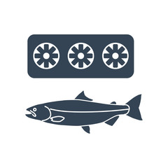 black icon fish storage, cooling fish, refrigerator