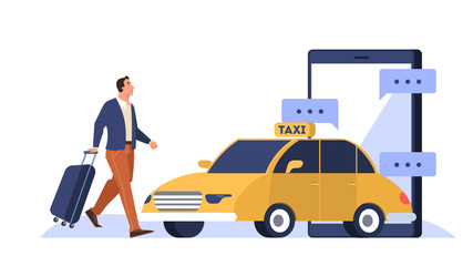 Online taxi service concept. Man book car in mobile phone © inspiring.team