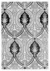 Plakat Fabric texture, floral vintage, black and white seamless, home textile, upholstery texture cover.