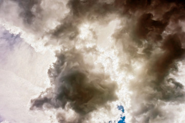 fluffy white cloud in blue sky. Oil Paint filter