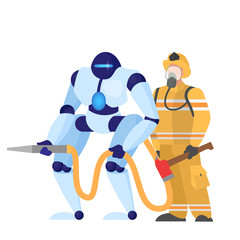 Concept of robotic fireman help human being