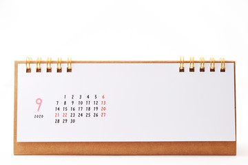 2020 September calendar on white background 