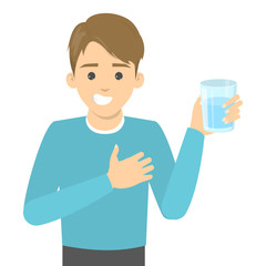 Man drink water. Healthy lifestyle concept. Glass of fresh