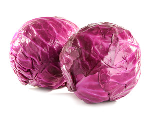 Obraz premium Healthy nutrition and plant-based diet, two fresh red cabbage heads
