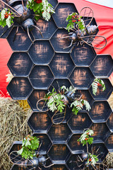 Decorative wall like a honeycomb.  Agricultural Exhibition