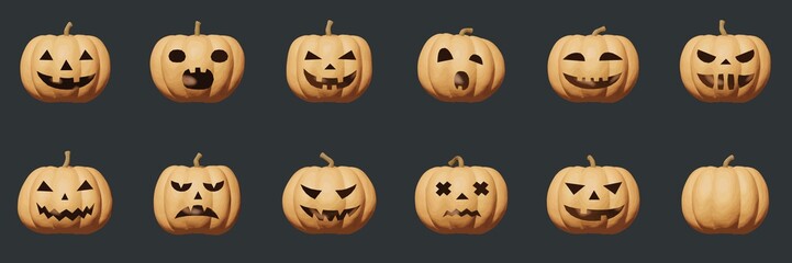 Pumpkin Halloween emotion - flat plasticine vector