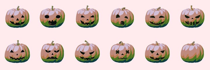 Pumpkin smile set for glamour and modern Halloween