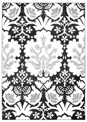 Fabric texture, floral vintage, black and white seamless, home textile, upholstery texture cover.