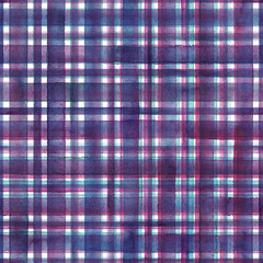 Watercolor stripe plaid seamless pattern. Colorful stripes background