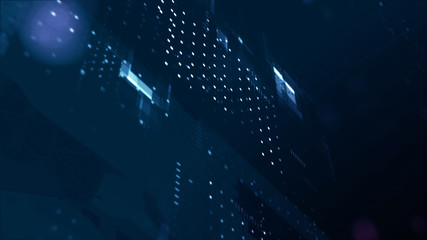 Obraz premium digitally generated image of blue light and stripes moving fast over black background