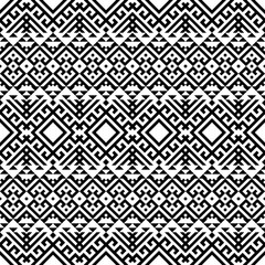 Vector ethnic seamless pattern black white color, abstract geometric background illustration, fabric textile pattern