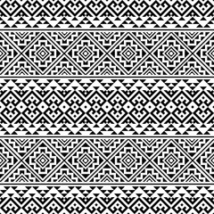 Vector ethnic seamless pattern black white color, abstract geometric background illustration, fabric textile pattern