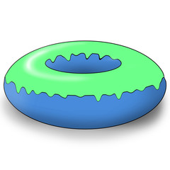 Sweet and beautiful multi-colored donut, illustration,  on a white background.