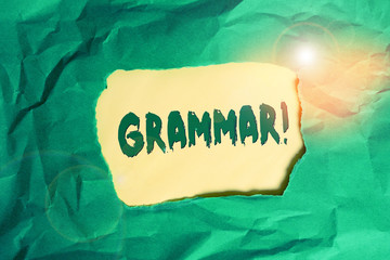 Writing note showing Grammar. Business concept for whole system structure language syntax and...