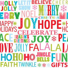festive christmas seamless pattern with christmas words design