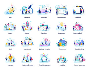 Fototapeta premium Business people work in team big set. Collection of creative