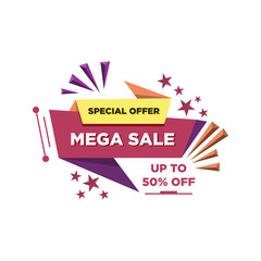Mega Sale Special Offer Design Concept For Business. Discount Banner Promotion Template Vector illustration