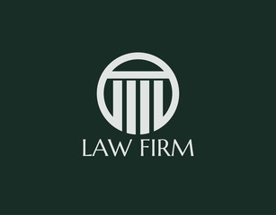 Simple Logo of Law Firm. Lawyer Service Logo Design. Isolated on Green Background. Vector Illustration