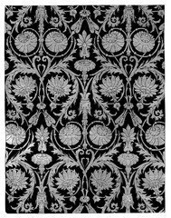 Fabric texture, floral vintage, black and white seamless, home textile, upholstery texture cover.