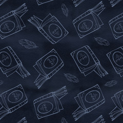 Seamless illustration with old books in vintage style.