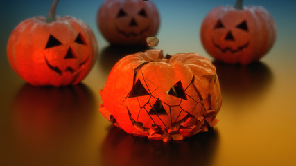 3d rendering Halloween Pumpkins Background