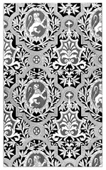 Fabric texture, floral vintage, black and white seamless, home textile, upholstery texture cover.