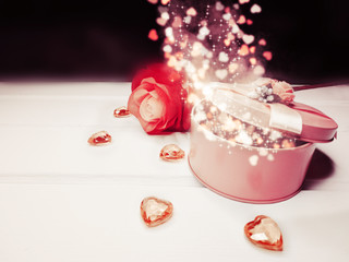 gift box and hearts greeting card valentine's day love holiday